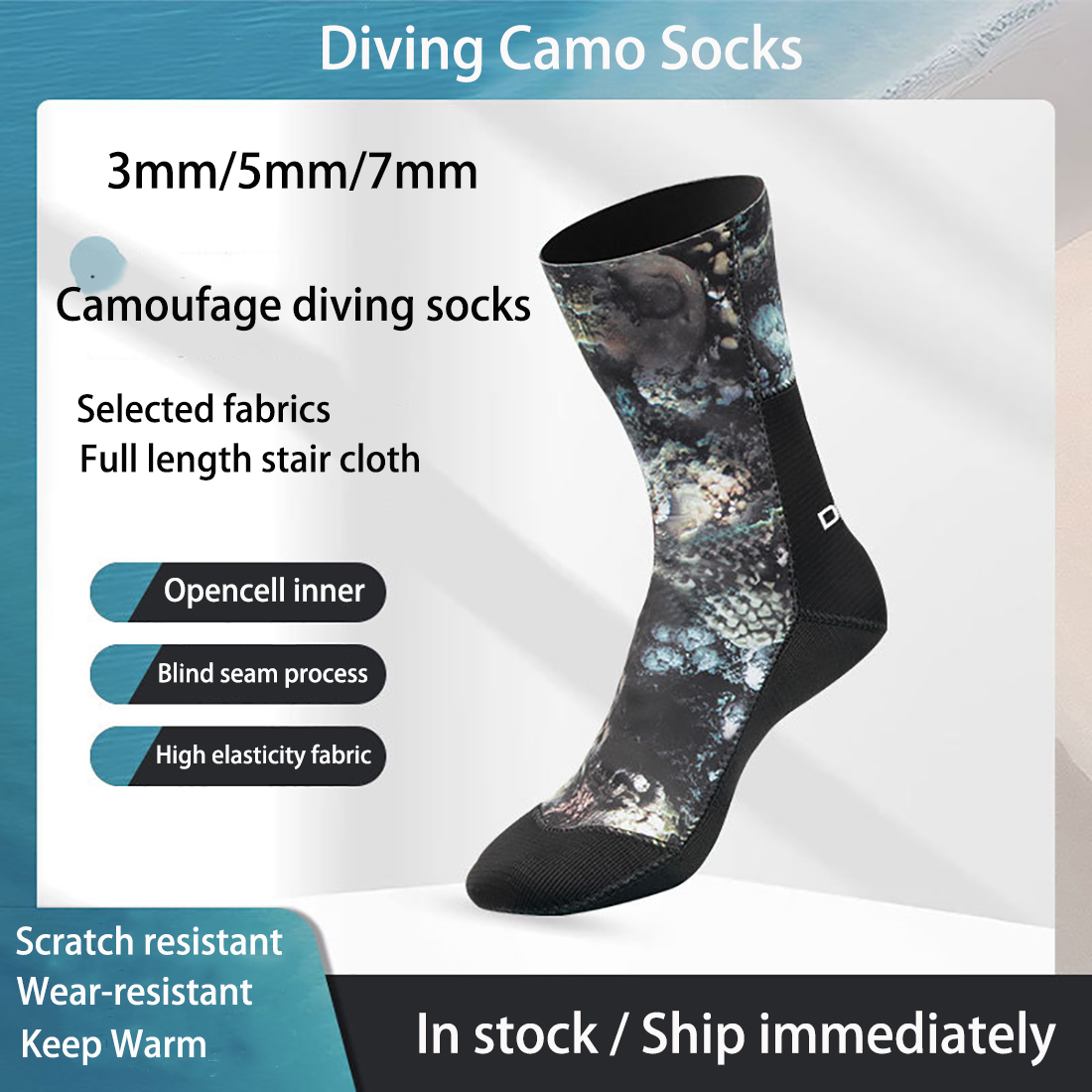 Women'S Shoes For Neuropathy - 3/5/7mm Neoprene Camo Diving Socks Non-slip