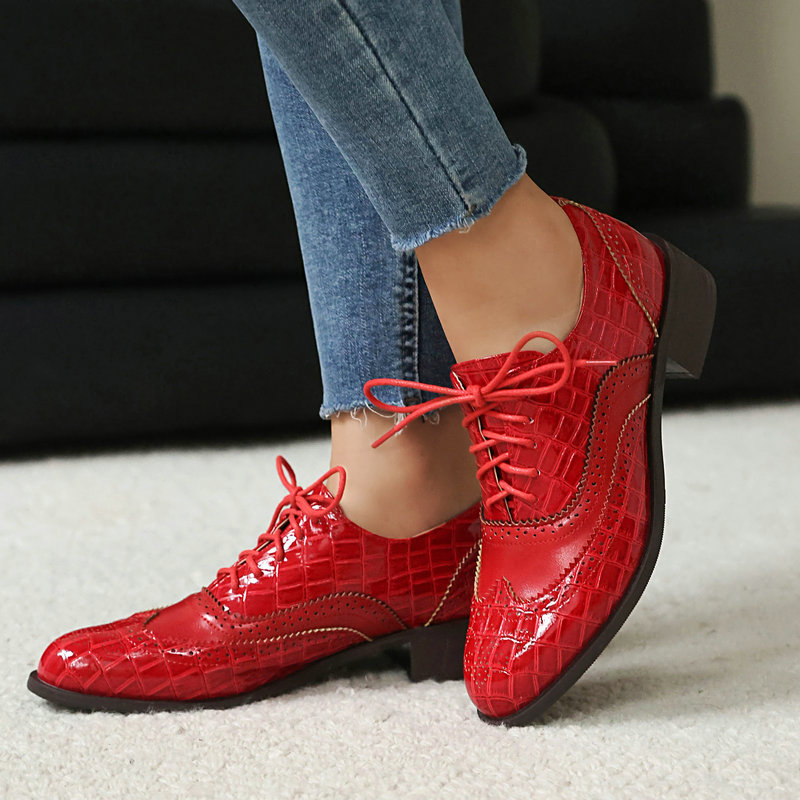 Women Stone Print Brogue Oxfor - Oxford Lace Up Women review and price