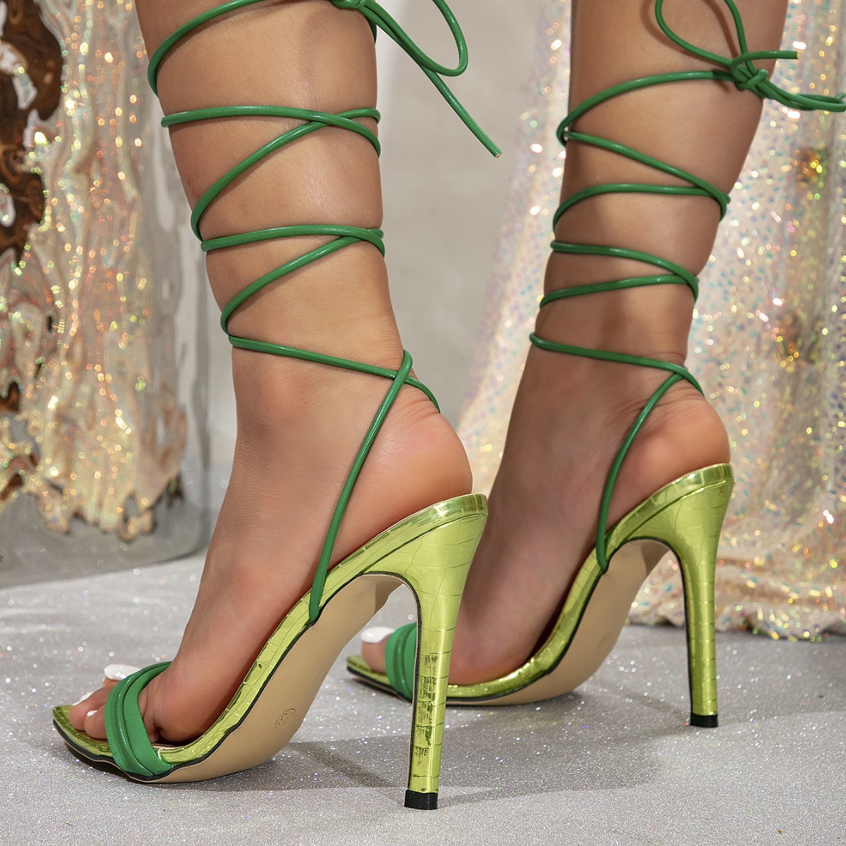 Ladies Green High Heel Sandals - Oxford Lace Up Women review and price