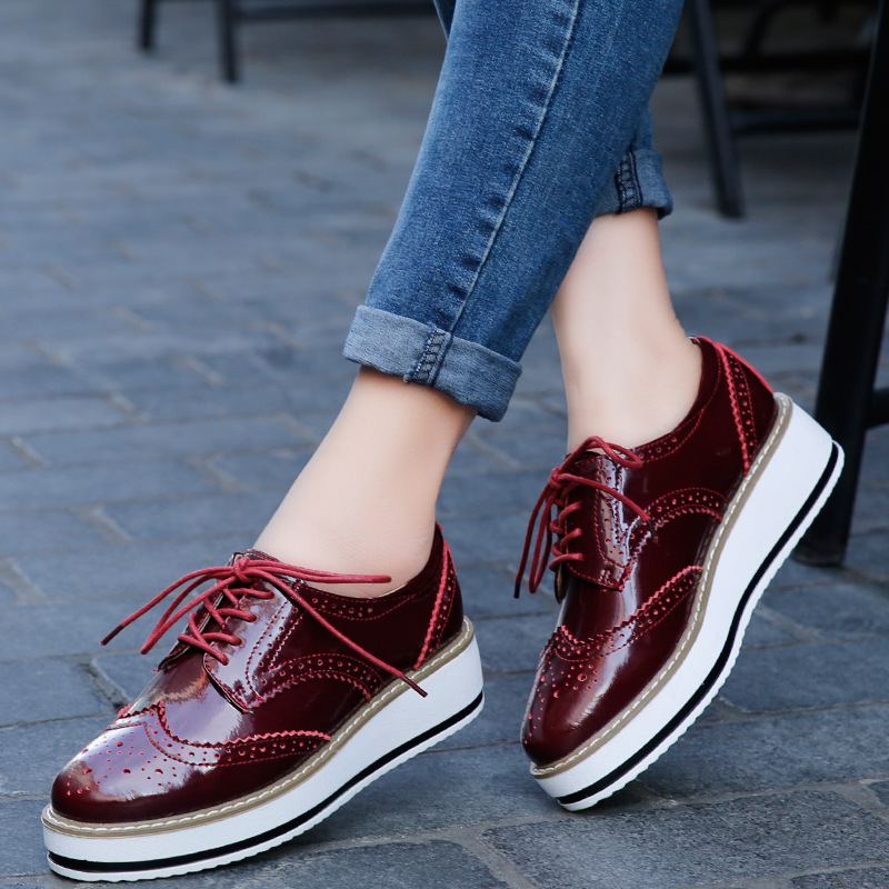 Women Loafers Shoes Leather Th - Oxford Lace Up Women review and price