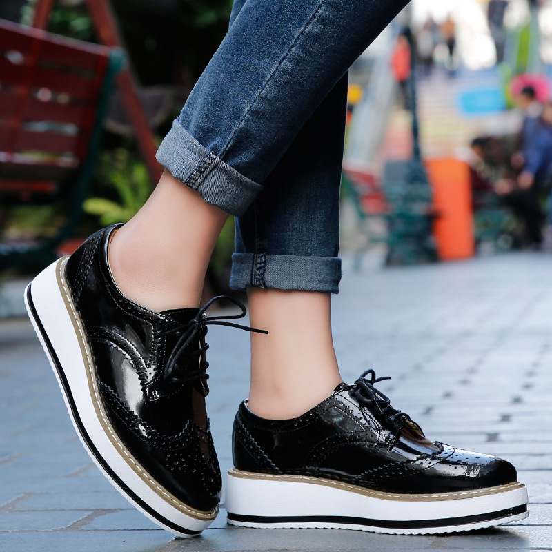 Women Loafers Shoes Leather Th - Oxford Lace Up Women review and price
