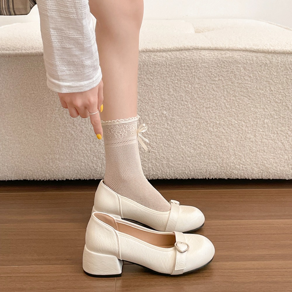 French-style Chunky Heel Silve - Women Shoes Mk review and price